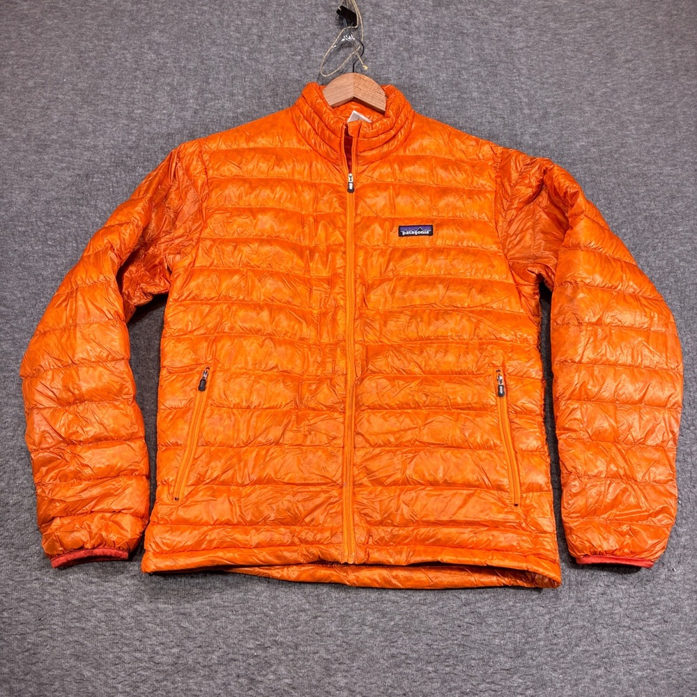 Patagonia Ultralight Down Jacket Mens Small Orange Rare Color Hiking Gorpcore